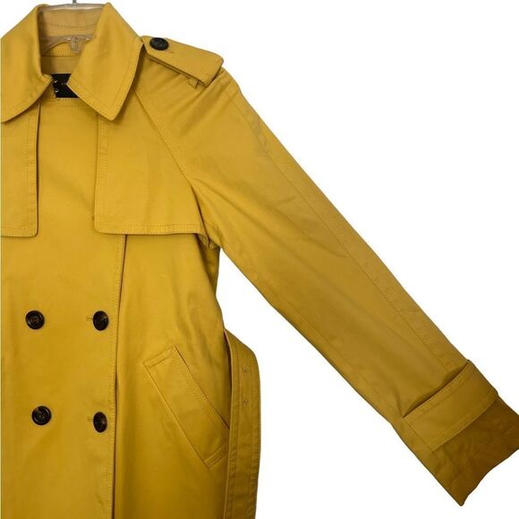 Ann Taylor Petite Mustard Yellow Dopamine Dressing Twill Trench Coat Size XXS - Picture 7 of 16